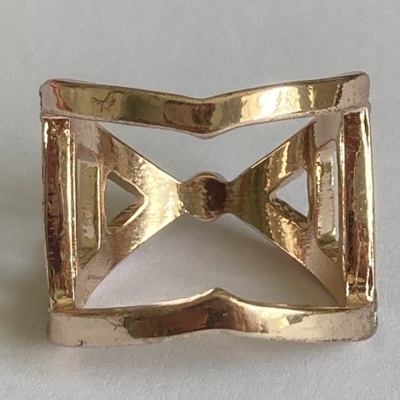 Rose Gold Cubic Zirconia Cocktail Ring Boho Art Deco Size 7 Plated Statement - Picture 7 of 11